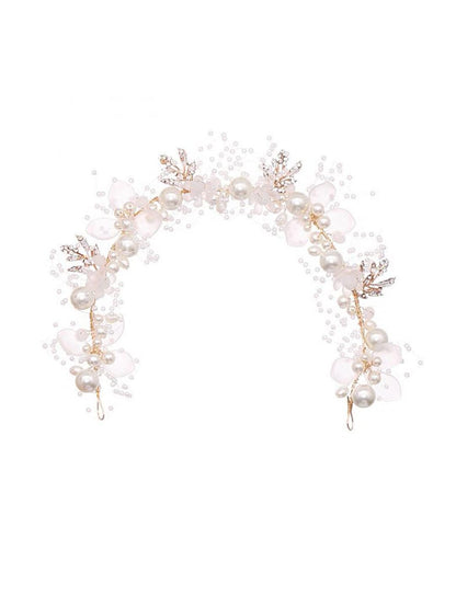 Yellow Chimes Bridal Hair Vine for Women and Girls, Floral Pearl Wedding Headband Hair Accessories