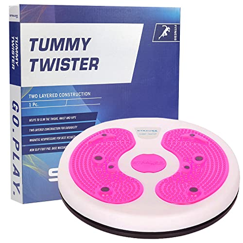 Strauss Tummy Twister  Tummy Trimmer Abs Roller  Body Toner for Men  Women  Fat Burner Slimming Machine with Non-Slip Surface  Ideal Exercise Equipment For HomeWhitePink