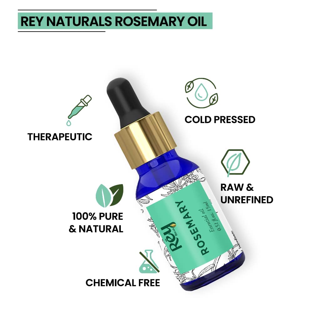 Rey Naturals Rosemary Essential Oil for Hair Growth 15 Ml and Onion Ginseng Hair Serum 100 Ml