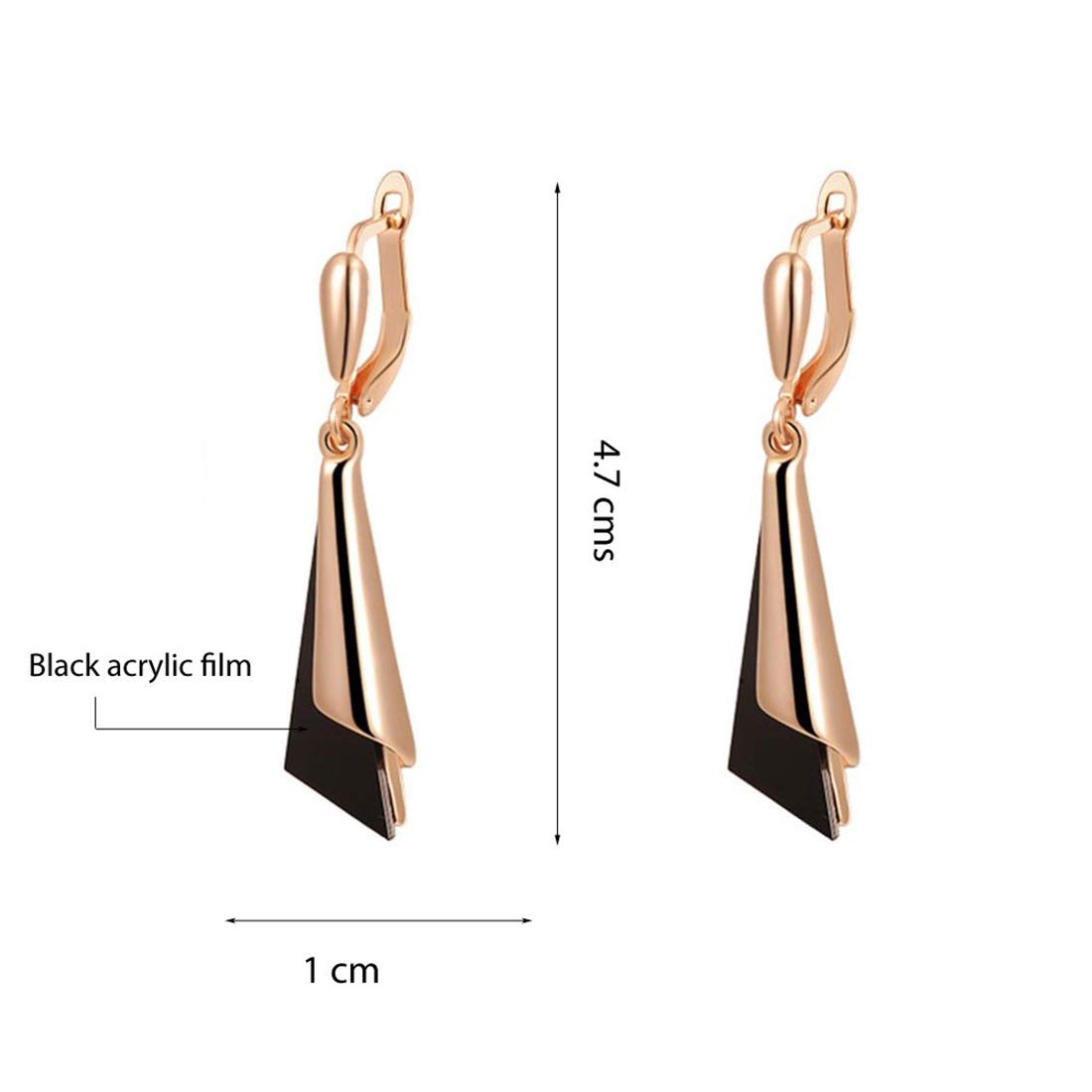 Yellow Chimes Western Statement Stylish Triangles Layered 18K Rose Gold Plated Drop Clip-on Earrings for Women and Girls