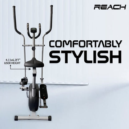 Reach C-200 Elliptical Cross Trainer, 4 Kg Flywheel, 8 Level Resistance, LCD Display, Health Tracker, 12 Months Warranty.