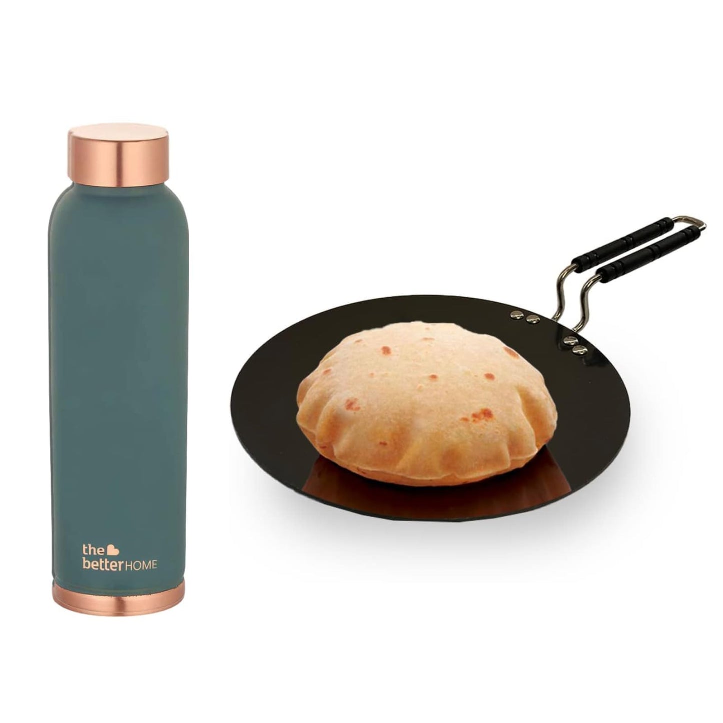 The Better Home 100 Pure Copper Water Bottle 1 Litre Teal  Savya Home Hard Anodised Tawa 25cm