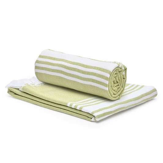 The Better Home 100 Cotton Turkish Bath Towel  Quick Drying Cotton Towel  Light Weight Soft  Absorbent Turkish Towel Pack of 2 Green