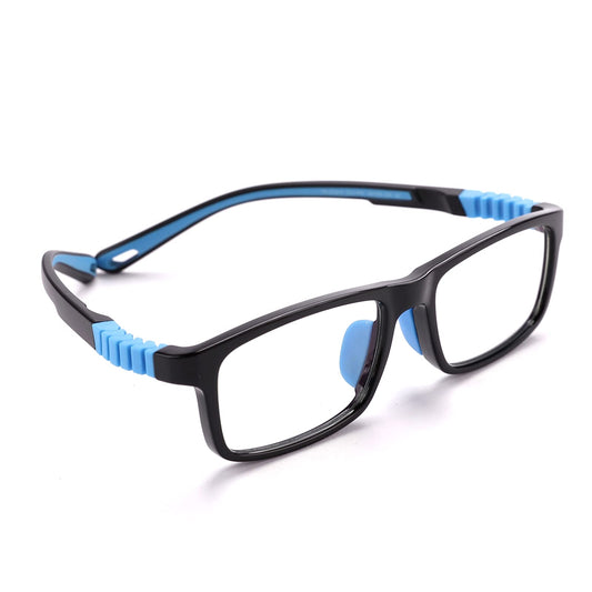 Intellilens Zero Power Blue Cut Computer Glasses, Anti Glare, UV Protection, Lightweight, Black Square, Small, for Boys & Girls.