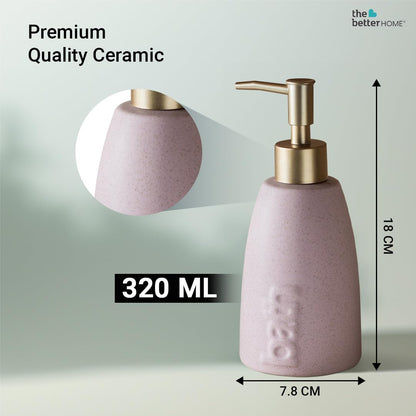 The Better Home 320ml Pink Ceramic Dispenser Set of 3 for Kitchen, Wash-Basin, Bathroom. Ideal for Shampoo, Hand Wash, Sanitizer, Lotion.