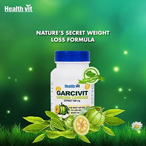 Healthvit Garcinia Cambogia Capsules  Natural Weight Loss Supplement  500 mg Extract  Supports Metabolism  Energy  Supports Appetite Control  Reduce Fat Storage - 60 Capsules