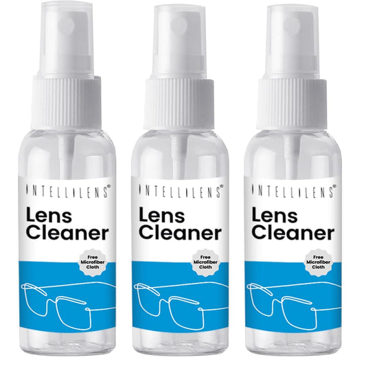 Intellilens Lens Cleaner For Spectacles 30ml with Free Microfiber Cloth  Streak Free  Quick Drying Lens Solution Pack of 3