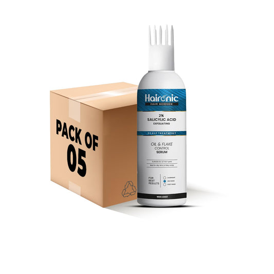 Haironic 2 Salicylic Acid Scalp Oil for Oily, Itchy, Flaky Scalp, All Hair Types - 100ml Pack of 5