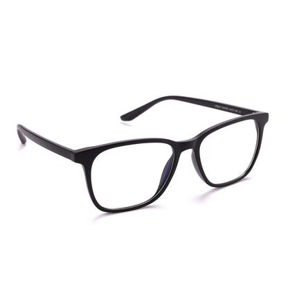 Intellilens Zero Power Blue Cut Computer Glasses, Anti Glare, UV Protection, Lightweight, Black Square Medium, for Men & Women.