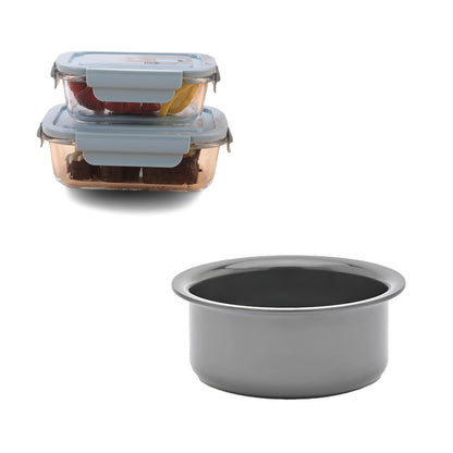 The Better Home Food Containers Blue Pack of 2, SAVYA HOME 3mm HA Tope 16cm-1.0ltr Pack and Store Combo 2 Containers.