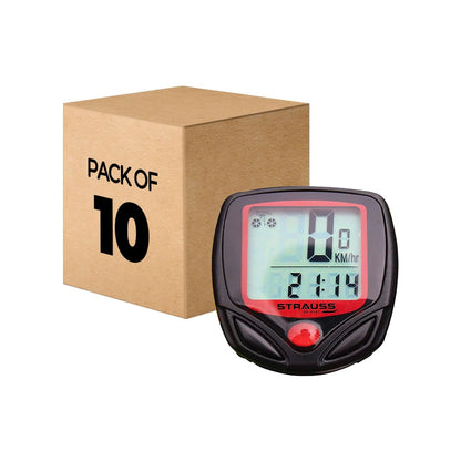 Strauss Bicycle Speedometer BlackRed Pack of 10