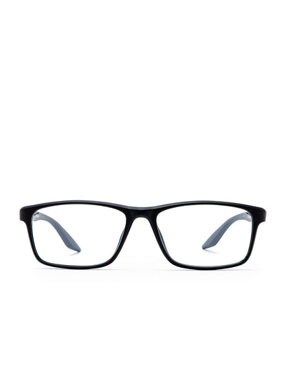 Intellilens Zero Power Blue Cut Computer Glasses, Anti Glare, UV Protection, Matte Black, Square Medium, for Men & Women.