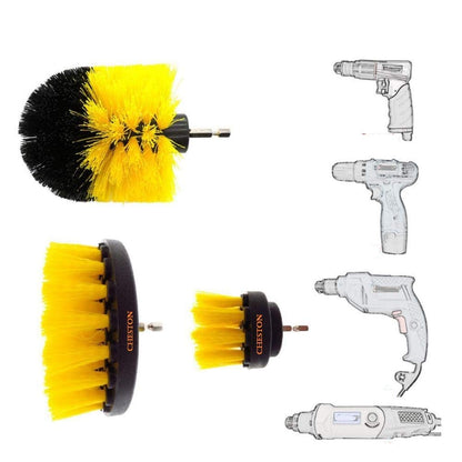 Cheston 3 Pcs Electric Drill Brush Power Scrub for Floor Bathroom Tile Car Grout Kitchen and Other Cleaning ONLY Brush Set Black