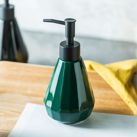 The Better Home 250ml Green Ceramic Dispenser for Kitchen, Wash-Basin, Bathroom. Ideal for Shampoo, Hand Wash, Sanitizer, Lotion.