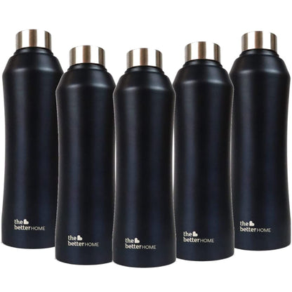 The Better Home Steel Water Bottle 5Pcs-1L, Leak-Proof, BPA-Free, for Kids, School, Gym, Office, Aesthetic.