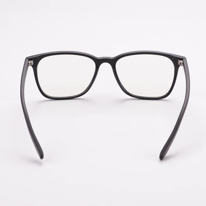 Intellilens Zero Power Blue Cut Computer Glasses, Anti Glare, UV Protection, Lightweight, Black Square Medium, for Men & Women.