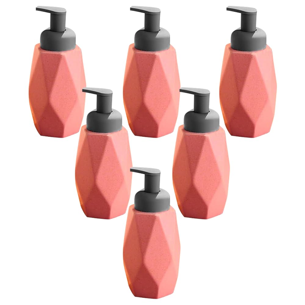 The Better Home 400ml Pink Ceramic Dispenser Set of 6 for Kitchen, Wash-Basin, Bathroom - Ideal for Shampoo, Hand Wash, Sanitizer, Lotion.