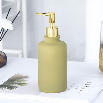 The Better Home 400ml Soap Dispenser Bottle - Green Ceramic Liquid Pump Dispenser for Kitchen Wash-Basin and Bathroom