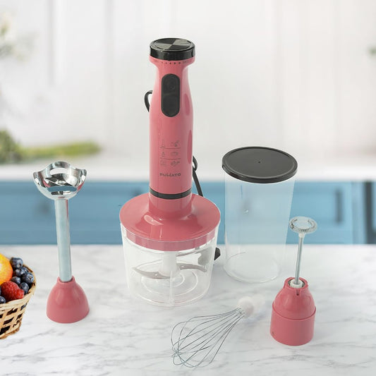 The Better Home Fumato 4 In 1 Electric Hand BlenderChopperFrother  Whisker Set For Kitchen600WattsVariable Speed  Turbo Speed FunctionStainless Steel Stem  BladesSplatter Proof1 Yr Warranty