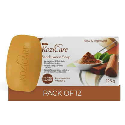 Kozicare Sandalwood Bath Soap for Glowing Skin, Youthful Radiance, All Skin Types, 75gm, Pack of 12