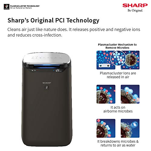 SHARP Air Purifier for Room  Office FP-J80M-H with Plasmacluster Removes Bacteria Virus Odor Mold VOCs