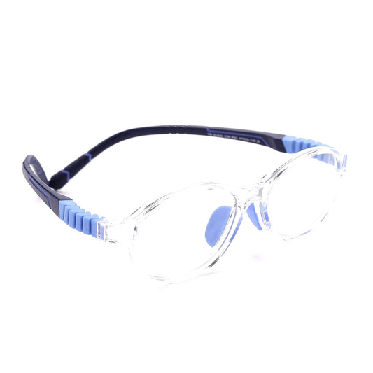 Intellilens Zero Power Blue Cut Computer Glasses, Anti Glare, UV Protection, Lightweight, Transparent Oval, Small, for Boys & Girls.