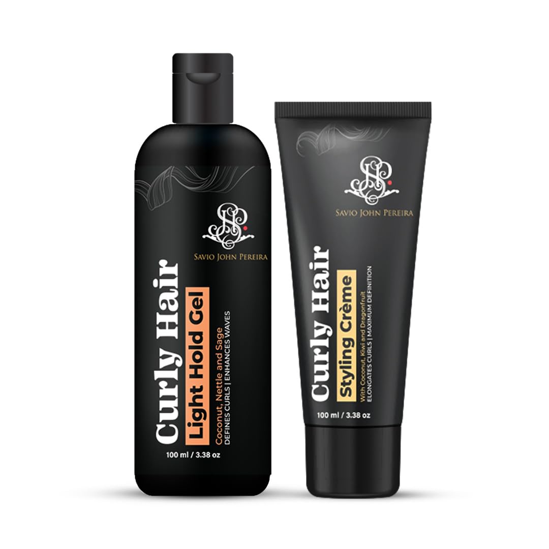 Curly Hair Cream & Gel Combo for Dry, Frizzy, Wavy Hair by Savio John Pereira with Shea Butter & Coconut.