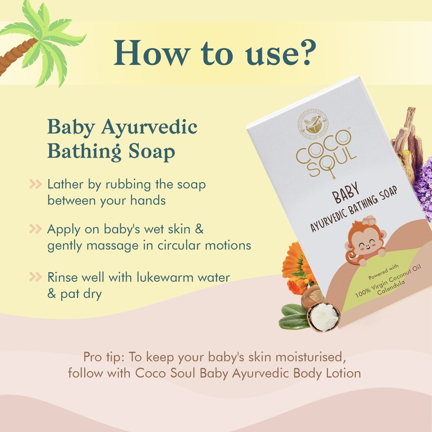 Baby Ayurvedic Bathing Soap 75 gm  From the makers of Parachute Advansed  150gm Pack of 2