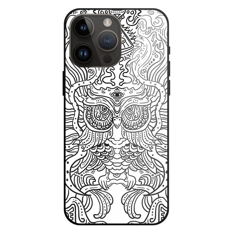 Owl Doodle Glass Case