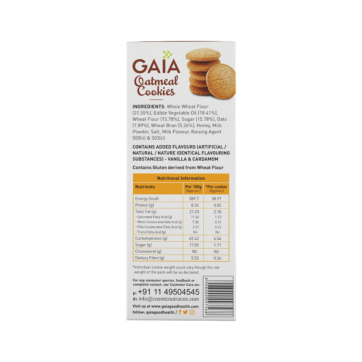 Gaia Oatmeal Cookies 200g