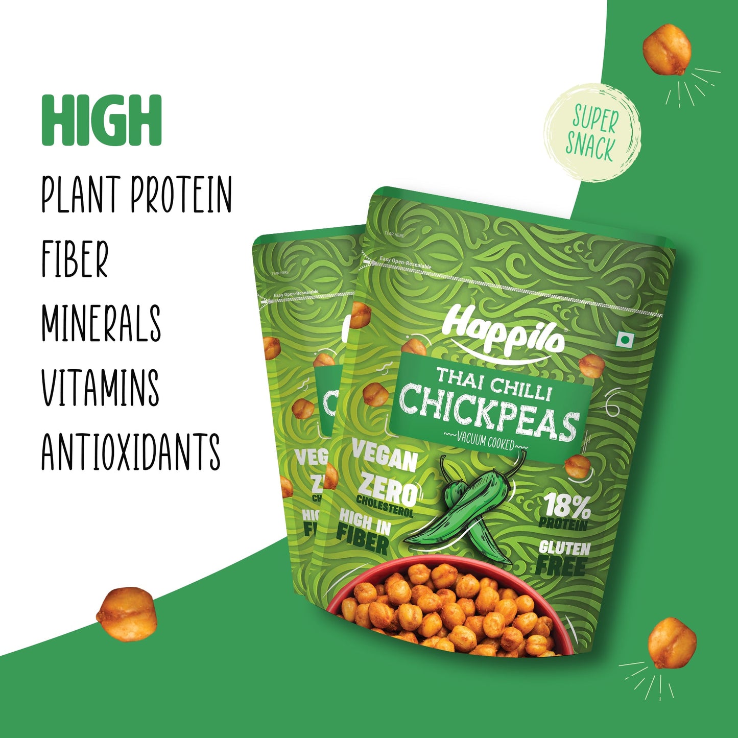 Happilo Premium Super Snack Thai Chili Chickpeas 110g Crunchy and Delicious Super Healthy