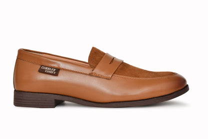 Shiny Slip-on for Men with Suede Upper  Tan