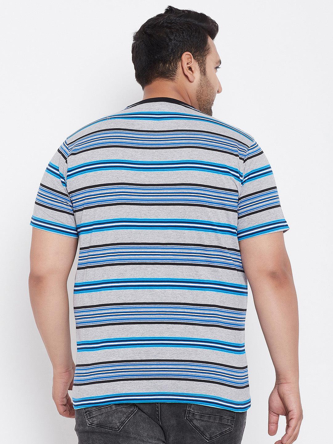 Men Plus Size Sean Striped Round Neck Tshirt