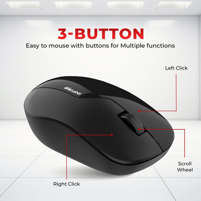 Blaze Wireless mouse with 1200 DPI High accuracy Ergonomic design 2.4GHz Wireless Optical Mouse