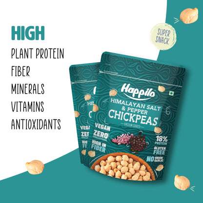 Happilo Premium Super Snack Himalayan Salt  Pepper Chickpeas 110g Crunchy and Delicious Super Healthy