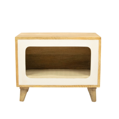 FurryLiving Telly Side Table with Cushion for Small Dogs and Cats Oak