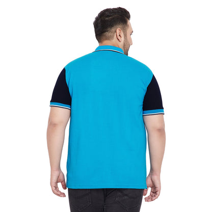 Men Plus Size Cosmo Colorblock Polo Tshirt