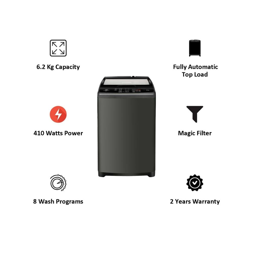 Haier 6.2 kg Fully Automatic Top Loading Washing Machine HWM62-707BKNZP Titanium Grey