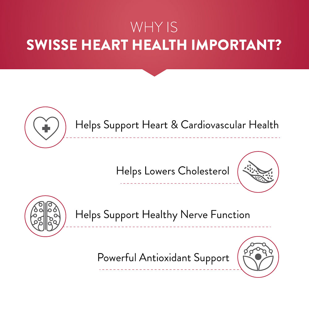 Swisse Ultiboost Heart Health: Supports cardiovascular health, healthy cholesterol, antioxidant, gluten & lactose-free - 30 tablets.