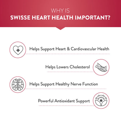 Swisse Ultiboost Heart Health: Supports cardiovascular health, healthy cholesterol, antioxidant, gluten & lactose-free - 30 tablets.