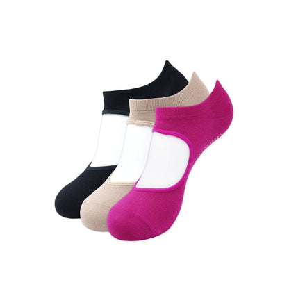 Balenzia Womens Anti Bacterial Yoga Socks with Anti Skid- Pack of 3 Pairs1U Pack- BlackBeigePink