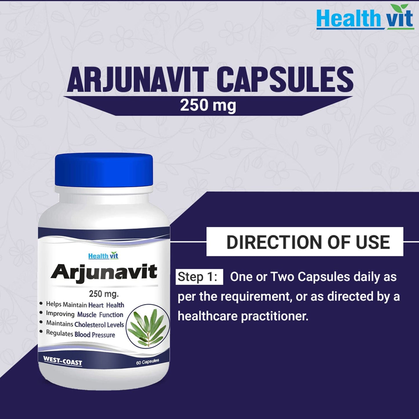 Healthvit Arjunavit Arjuna Powder 250 mg 60 Capsules