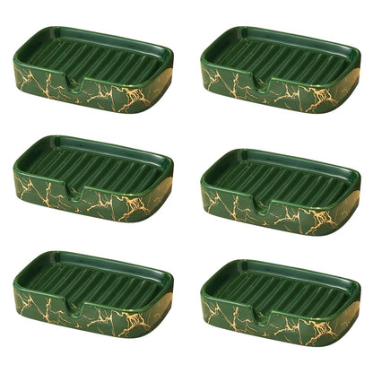 The Better Home Bath Accessories for Bath Tub or Wash Basin Soap Dish Tray Ceramic Soap CaseSoap Dish Tray  Green Set of 6