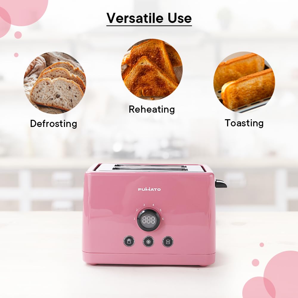 The Better Home FUMATO Anniversary Wedding Gifts: 2 Slice Toaster, Bun Rack, Hand Blender, Housewarming Gifts, 1 Yr Warranty, Cherry Pink.