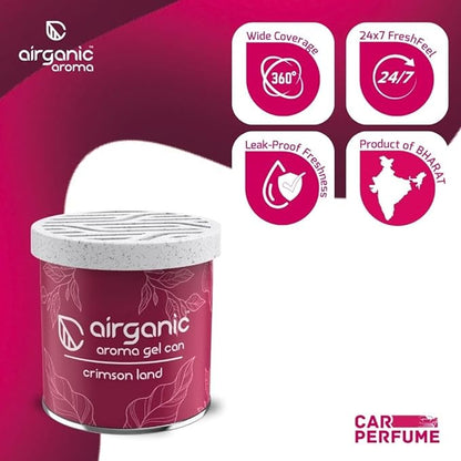 Airganic Aroma Car Freshener Combo Pack  Gel Can Crimson Land  Aroma Cube Arabic Oud air fragrance