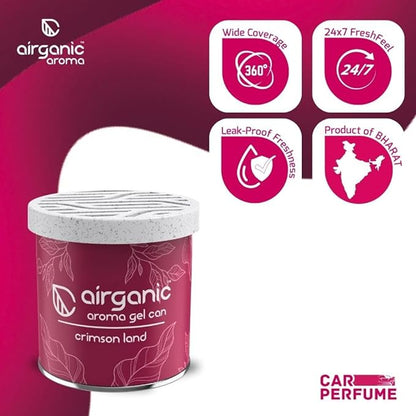 Airganic Aroma Car Freshener Combo Pack  Gel Can Crimson Land  Aroma Cube Artic Aura air fragrance