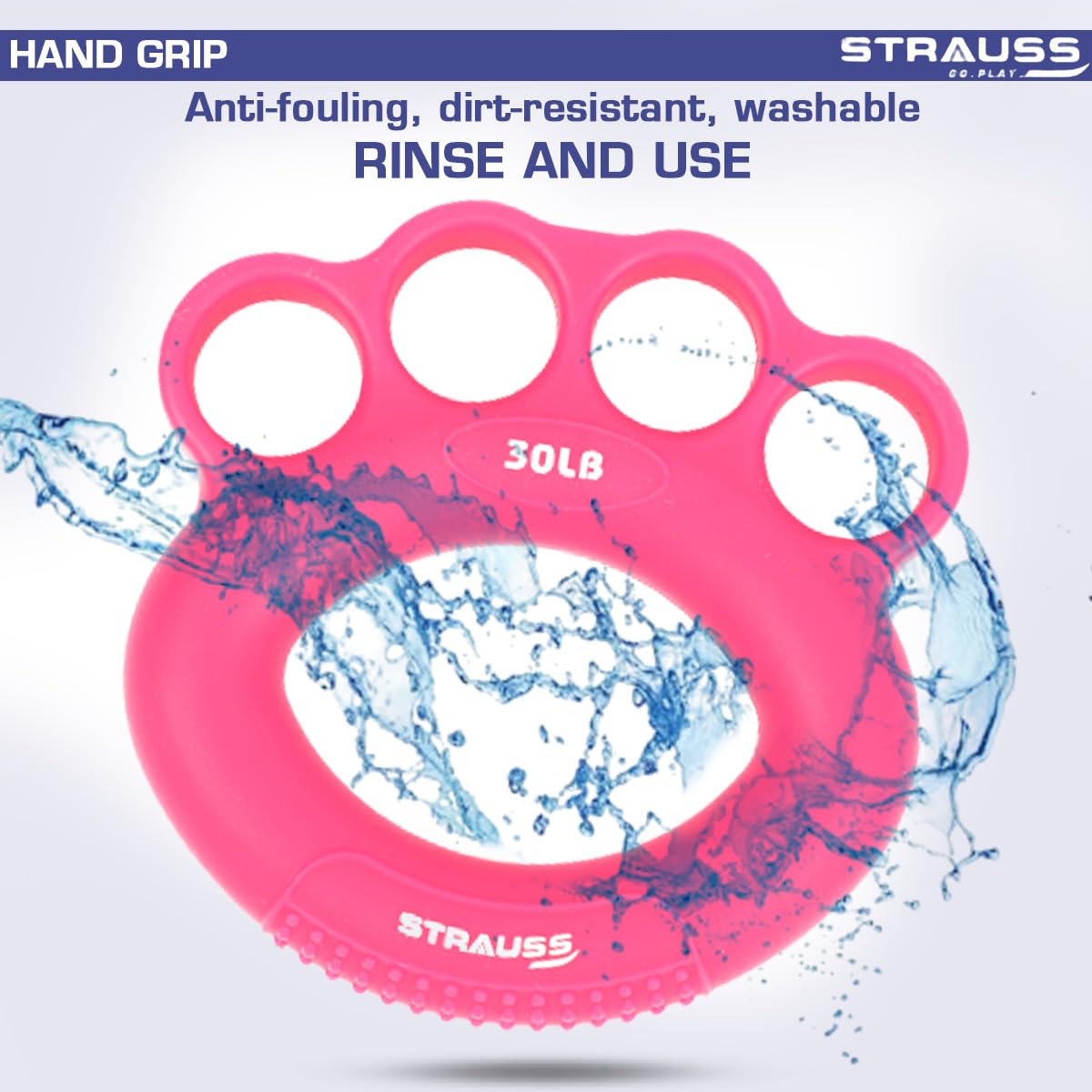 Strauss Adjustable Finger and Hand Exerciser  FingerPalm Gripper  Hand Strengthener for Carpal Tunnel Relief and Grip Strength for Men  Women Pink