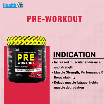 Healthvit Fitness Pre-Workout Explosive Energy 300gm Powder Watermelon Tequila Flavour