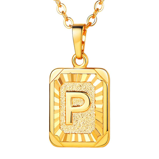 Yellow Chimes Gold Plated Alphabet P Statement Pendant Necklace for Men and Women
