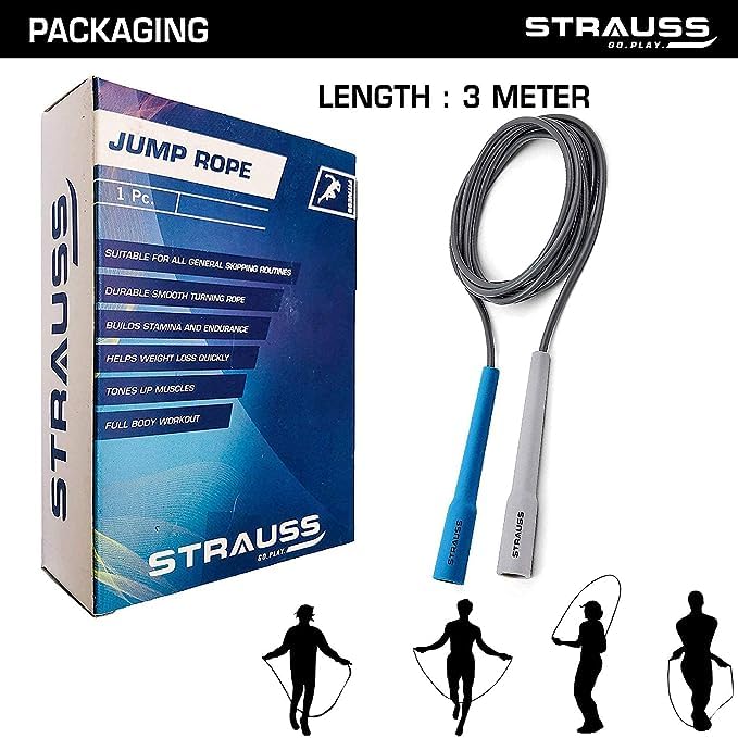 Strauss Skipping Rope GreyBlue  Pack of 4